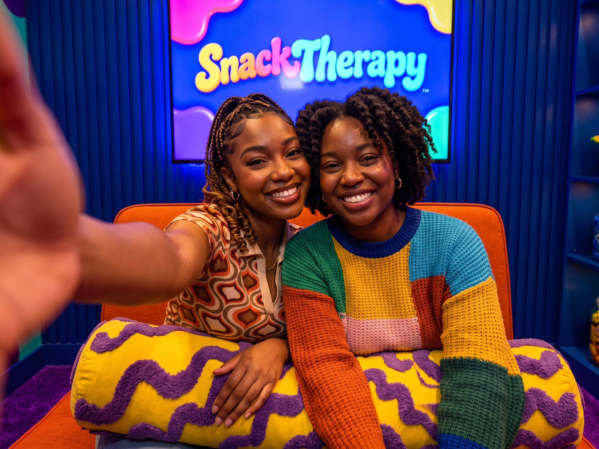 Two friends having fun at Snack Therapy in Atlanta, GA